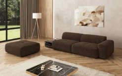Designer Sofa Calm 3 Sitzer mit Beistellhocker und Beistelltisch in Bouclé