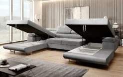 Designer Sofa Calvera U mit Schlaf- und Klappfunktion in Samt