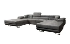 Designer Sofa Calvera U mit Schlaf- und Klappfunktion in Samt