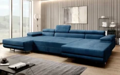 Designer Sofa Calvera U mit Schlaf- und Klappfunktion in Samt