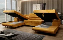 Designer Sofa Calvera U mit Schlaf- und Klappfunktion in Cord