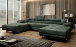 Designer Sofa Calvera U mit Schlaf- und Klappfunktion in Cord