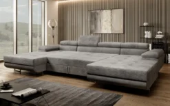 Designer Sofa Calvera U mit Schlaf- und Klappfunktion in Cord