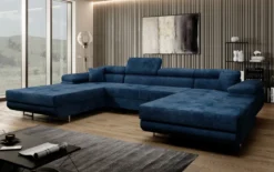Designer Sofa Calvera U mit Schlaf- und Klappfunktion in Cord