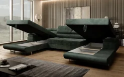 Designer Sofa Calvera U mit Schlaf- und Klappfunktion in Cord