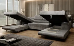 Designer Sofa Calvera U mit Schlaf- und Klappfunktion in Cord