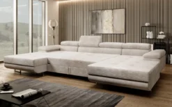 Designer Sofa Calvera U mit Schlaf- und Klappfunktion in Cord