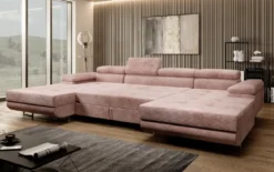 Designer Sofa Calvera U mit Schlaf- und Klappfunktion in Cord
