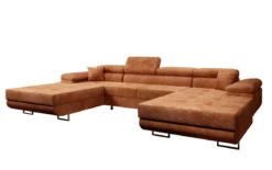 Designer Sofa Calvera U mit Schlaf- und Klappfunktion in Cord