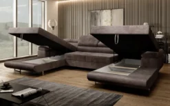 Designer Sofa Calvera U mit Schlaf- und Klappfunktion in Cord