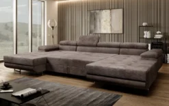 Designer Sofa Calvera U mit Schlaf- und Klappfunktion in Cord