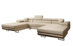 Designer Sofa Calvera U mit Schlaf- und Klappfunktion in Bouclé