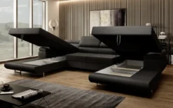 Designer Sofa Calvera U mit Schlaf- und Klappfunktion in Bouclé