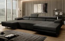 Designer Sofa Calvera U mit Schlaf- und Klappfunktion in Bouclé