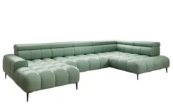 Designer Sofa Ceora U mit elektrischer Schlaffunktion und verstellbarerer Rückenlehne in Echtleder