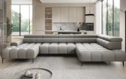 Designer Sofa Ceora U mit elektrischer Schlaffunktion und verstellbarerer Rückenlehne in Echtleder
