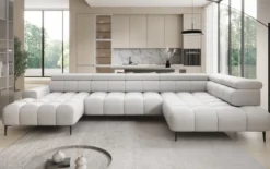 Designer Sofa Ceora U mit elektrischer Schlaffunktion und verstellbarerer Rückenlehne in Echtleder