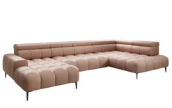 Designer Sofa Ceora U mit elektrischer Schlaffunktion und verstellbarerer Rückenlehne in Echtleder