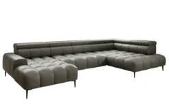 Designer Sofa Ceora U mit elektrischer Schlaffunktion und verstellbarerer Rückenlehne in Echtleder