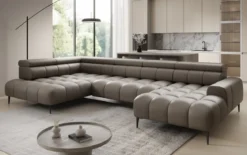 Designer Sofa Ceora U mit elektrischer Schlaffunktion und verstellbarerer Rückenlehne in Echtleder