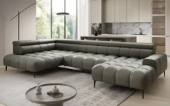 Designer Sofa Ceora U mit elektrischer Schlaffunktion und verstellbarerer Rückenlehne in Echtleder