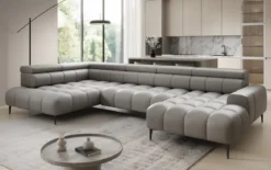 Designer Sofa Ceora U mit elektrischer Schlaffunktion und verstellbarerer Rückenlehne in Echtleder
