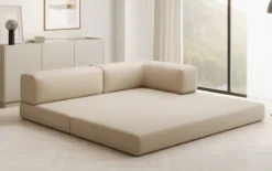 Designer Sofa/Chaise Longue Lazy in Bouclé