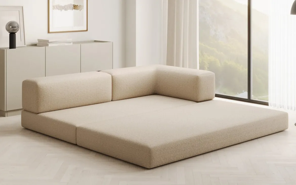 Designer Sofa/Chaise Longue Lazy in Bouclé