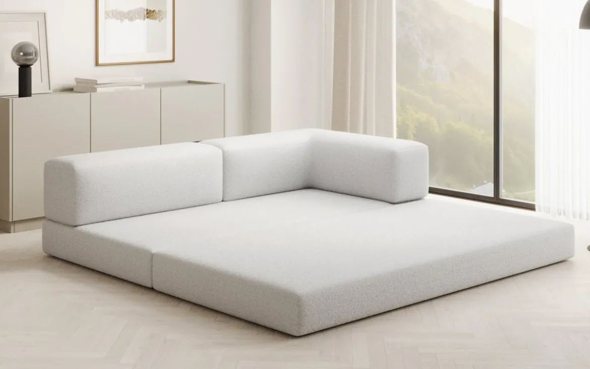 Designer Sofa/Chaise Longue Lazy in Bouclé