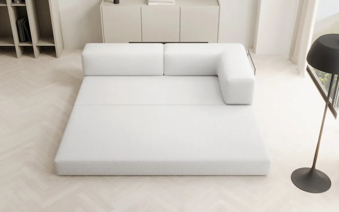 Designer Sofa/Chaise Longue Lazy in Bouclé
