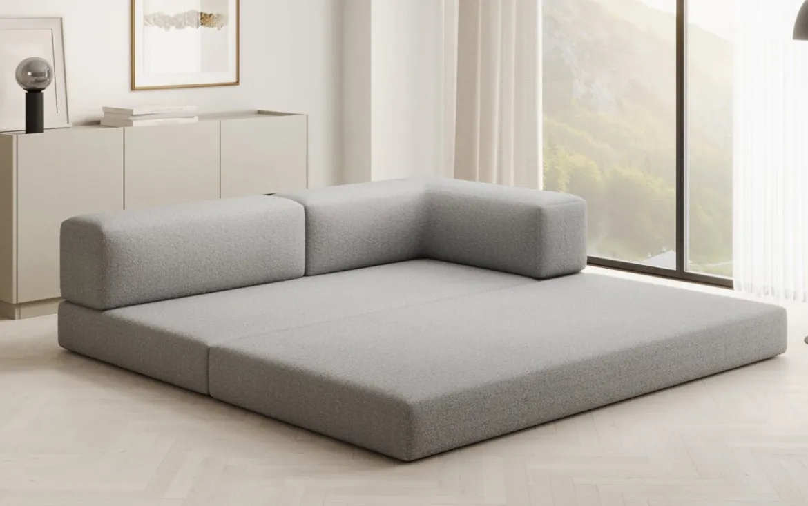 Designer Sofa/Chaise Longue Lazy in Bouclé