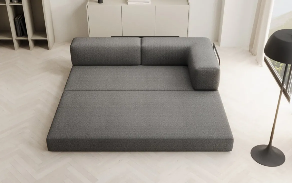 Designer Sofa/Chaise Longue Lazy in Bouclé