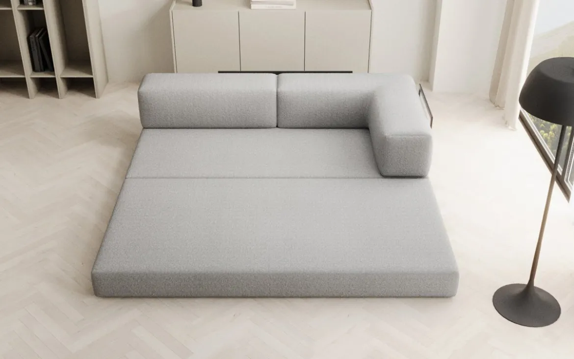 Designer Sofa/Chaise Longue Lazy in Bouclé