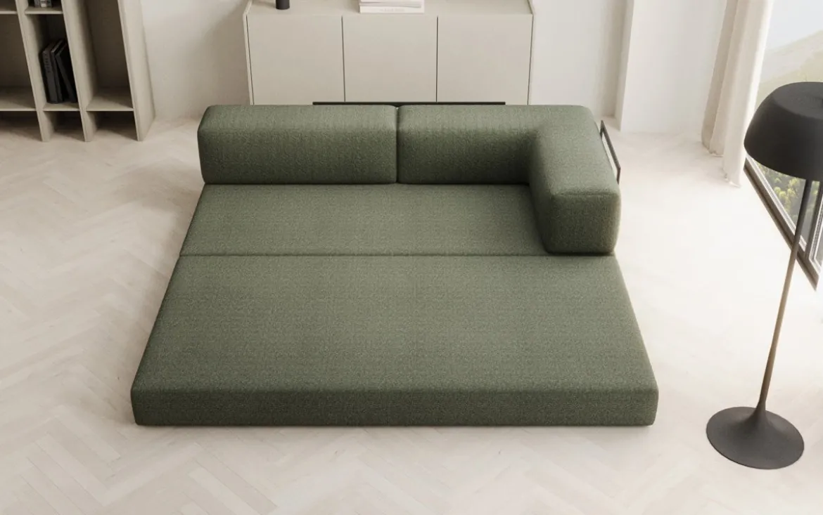 Designer Sofa/Chaise Longue Lazy in Bouclé