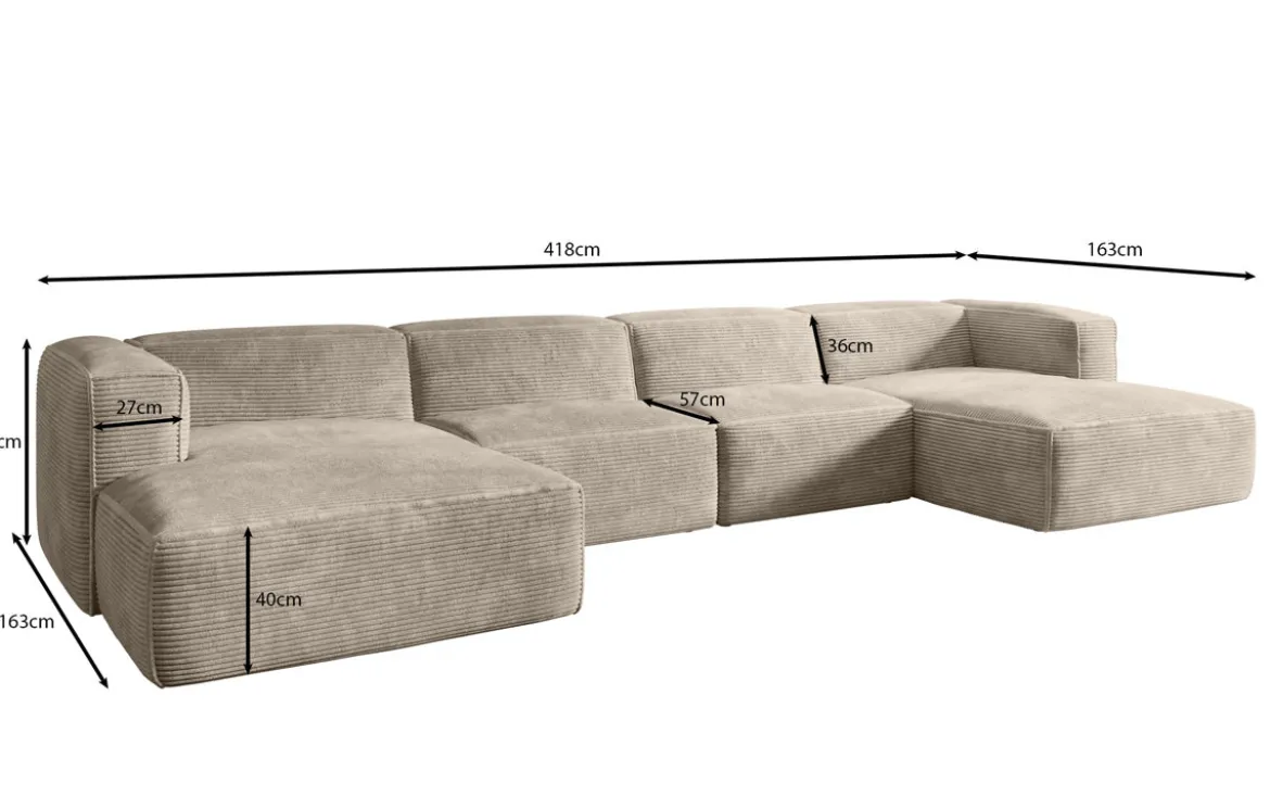 Designer Sofa Comfy U in Cord