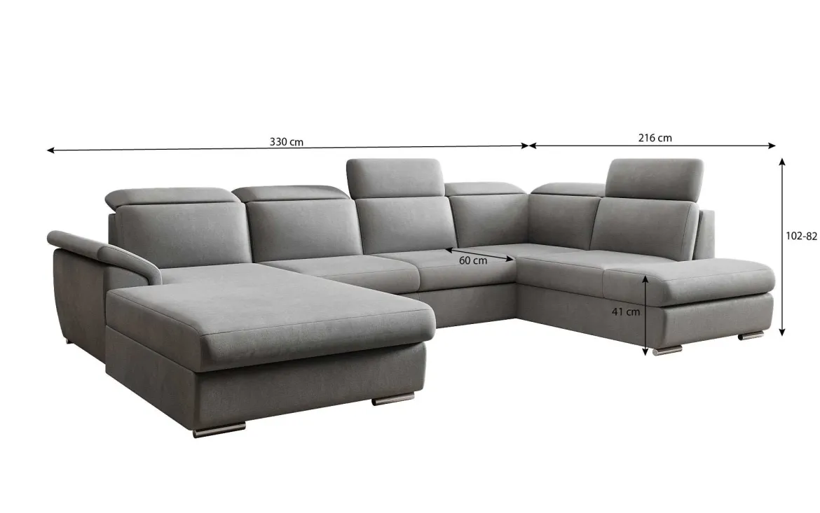Designer Sofa Emiliano mit Schlaf- und Klappfunktion