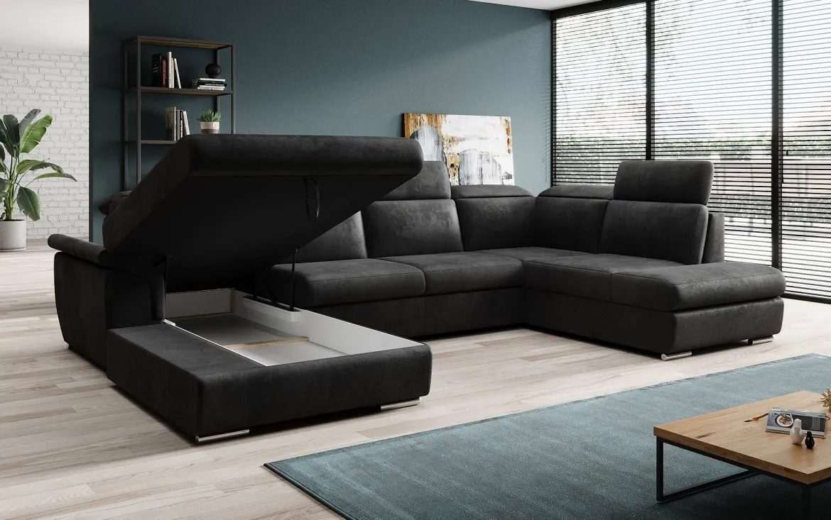 Designer Sofa Emiliano mit Schlaf- und Klappfunktion