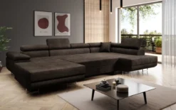 Designer Sofa Lago mit Schlaf - und Klappfunktion in Bouclé