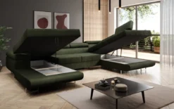 Designer Sofa Lago mit Schlaf - und Klappfunktion in Bouclé