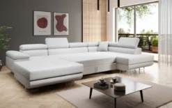 Designer Sofa Lago mit Schlaf - und Klappfunktion in Bouclé