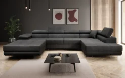 Designer Sofa Lago mit Schlaf - und Klappfunktion in Bouclé
