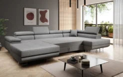 Designer Sofa Lago mit Schlaf - und Klappfunktion in Bouclé