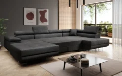 Designer Sofa Lago mit Schlaf - und Klappfunktion in Bouclé