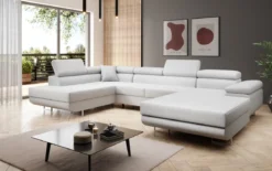 Designer Sofa Lago mit Schlaf - und Klappfunktion in Bouclé