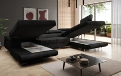 Designer Sofa Lago mit Schlaf - und Klappfunktion in Bouclé
