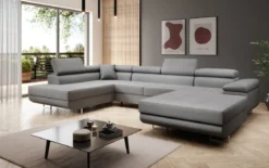 Designer Sofa Lago mit Schlaf - und Klappfunktion in Bouclé