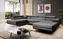 Designer Sofa Lago mit Schlaf - und Klappfunktion in Kunstleder