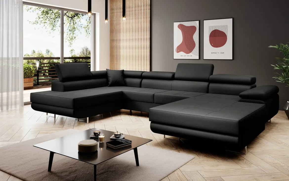Designer Sofa Lago mit Schlaf - und Klappfunktion in Kunstleder