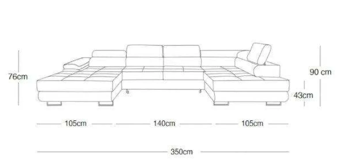 Designer Sofa Lago mit Schlaf - und Klappfunktion in Kunstleder
