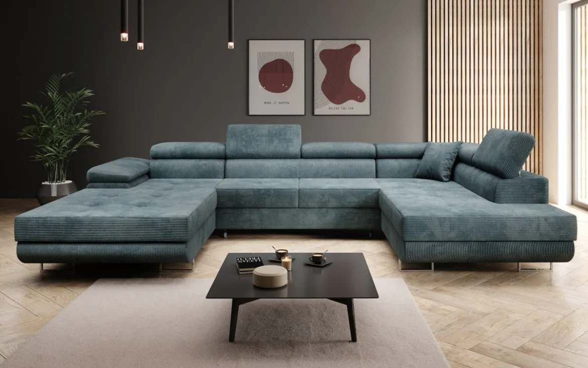 Designer Sofa Lago mit Schlaf - und Klappfunktion in Cord